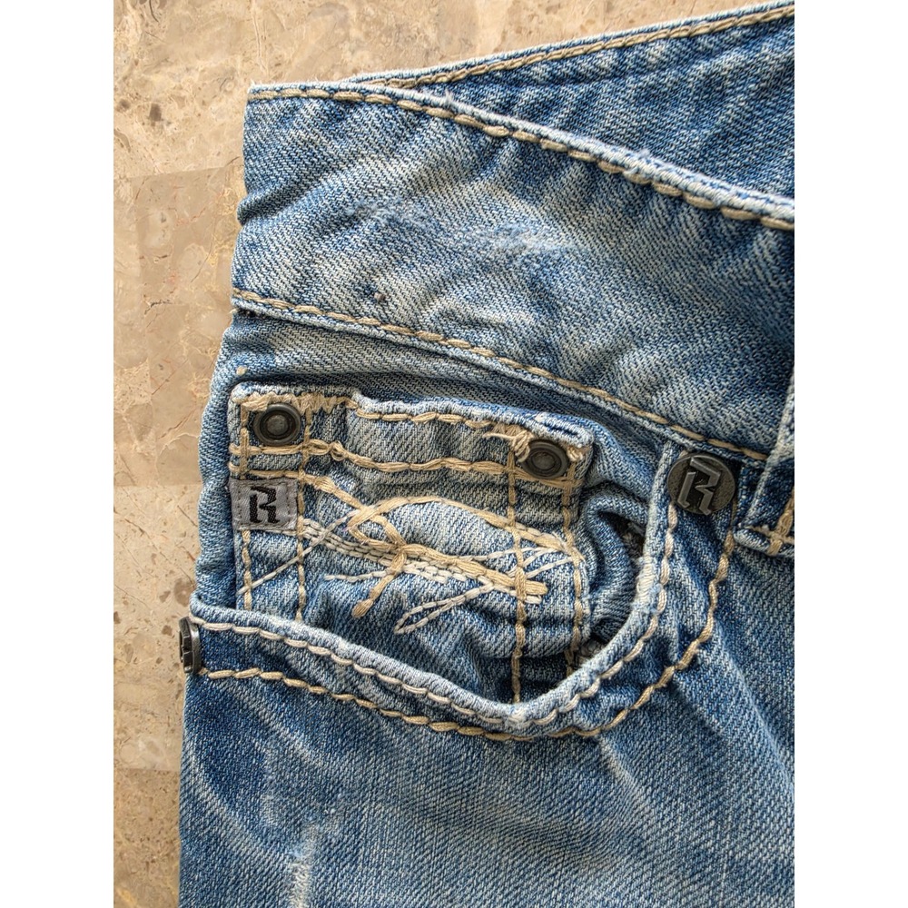 Rock & Roll Cowboy Double Barrel Relaxed Straight Jeans Mens 29x34 Blue Denim - Picture 4 of 16